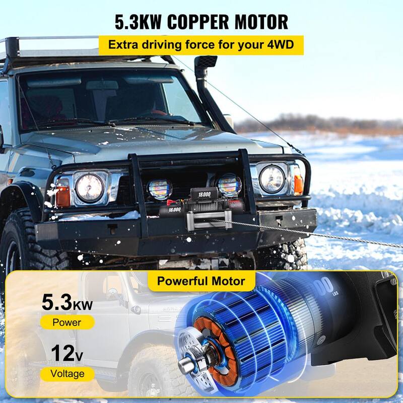 VEVOR 18,000 lbs. Electric Winch 75 ft. Steel Cable and 12 Volt Truck Winch with Wireless Remote Control and Powerful Motor - JCPJ1.8WBG75FT001M2