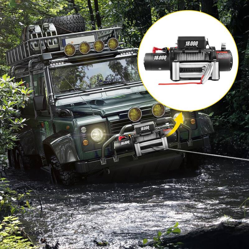 VEVOR 18,000 lbs. Electric Winch 75 ft. Steel Cable and 12 Volt Truck Winch with Wireless Remote Control and Powerful Motor - JCPJ1.8WBG75FT001M2