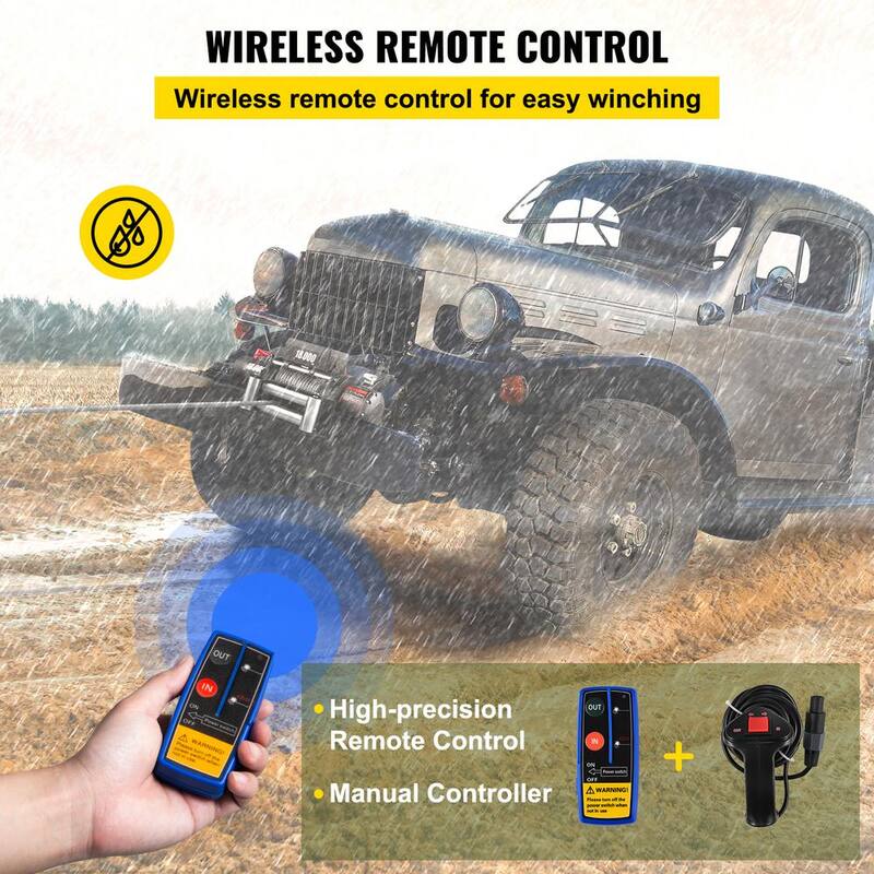 VEVOR 18,000 lbs. Electric Winch 75 ft. Steel Cable and 12 Volt Truck Winch with Wireless Remote Control and Powerful Motor - JCPJ1.8WBG75FT001M2