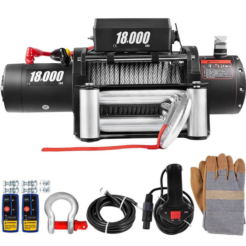 VEVOR 18,000 lbs. Electric Winch 75 ft. Steel Cable and 12 Volt Truck Winch with Wireless Remote Control and Powerful Motor - JCPJ1.8WBG75FT001M2