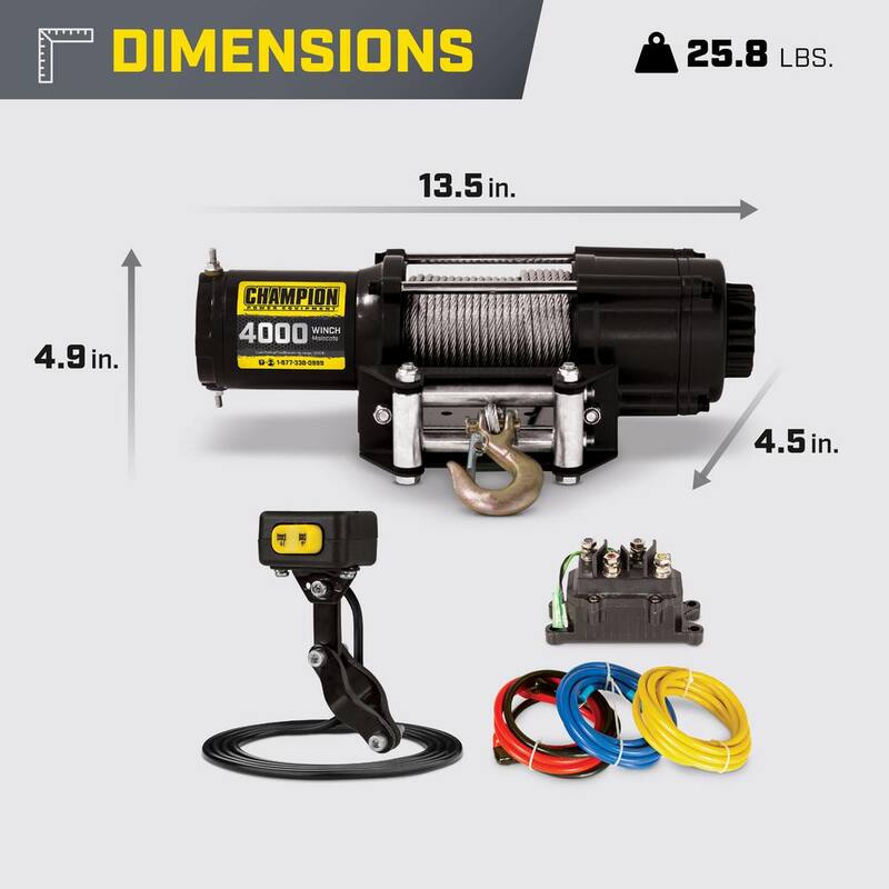 Champion Power Equipment 4000 lbs. ATV/UTV Winch Kit - 14001