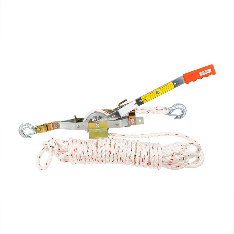 Maasdam Pow'R Pull 1,500 lb. 3/4 Ton Capacity 10:1 Leverage Rope Puller Come Along Tool with 50 ft. of Highway Approved Rope - A-50