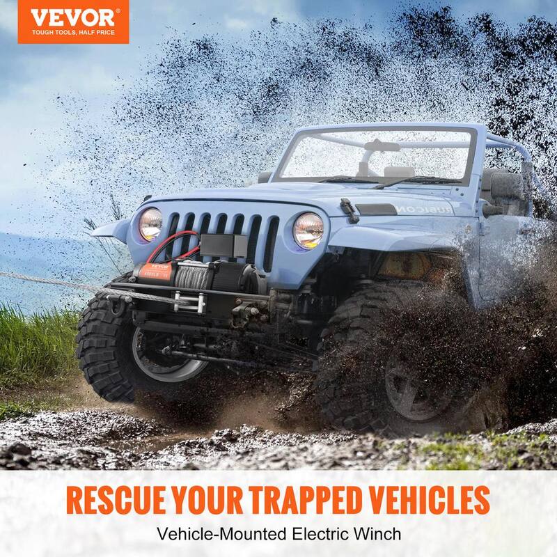 VEVOR Electric Winch 4500 lbs. Load Capacity Vehicles Winch with 39 ft. Steel Cable and Wireless Handheld Remote - GSSJPGSSYCYCAZZ41V9