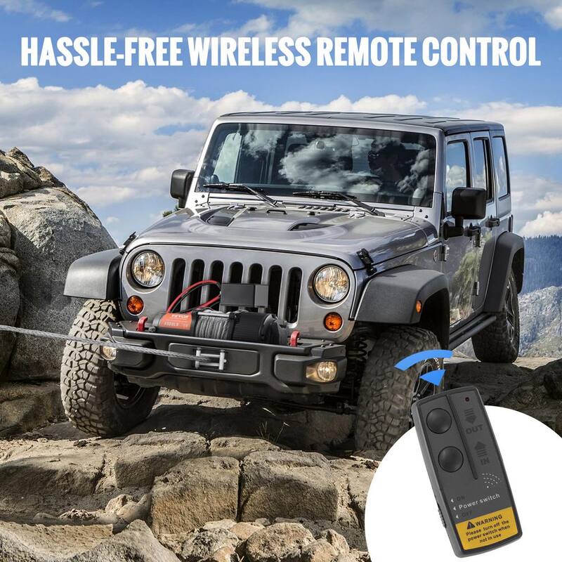 VEVOR Electric Winch 4500 lbs. Load Capacity Vehicles Winch with 39 ft. Steel Cable and Wireless Handheld Remote - GSSJPGSSYCYCAZZ41V9