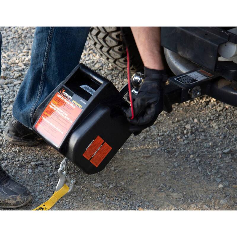 Keeper 2,000 lbs. Portable 12-Volt DC Electric Winch with Rapid Mount - KTSL2000RM