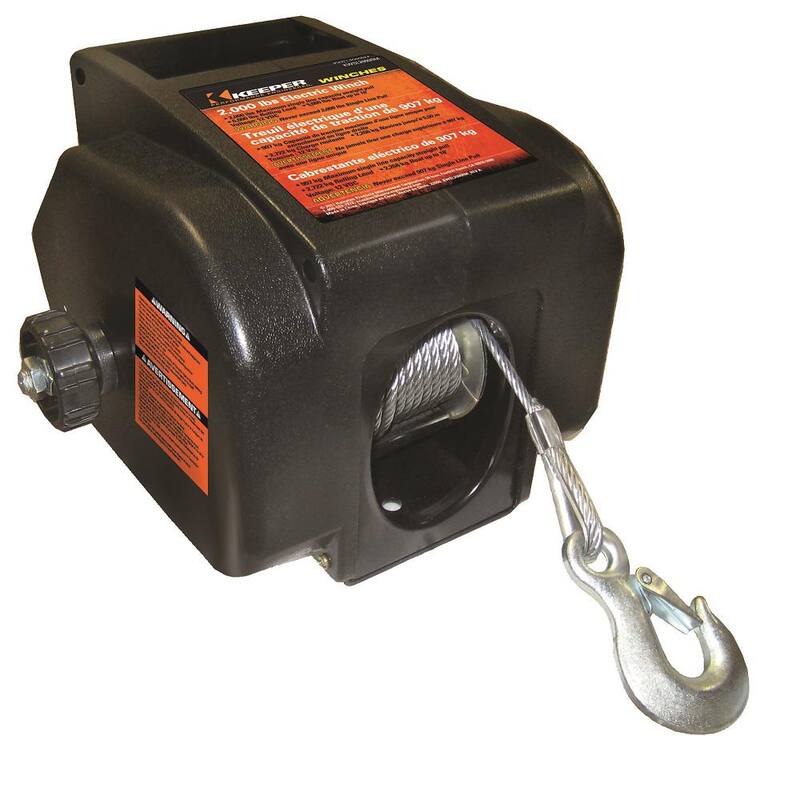Keeper 2,000 lbs. Portable 12-Volt DC Electric Winch with Rapid Mount - KTSL2000RM