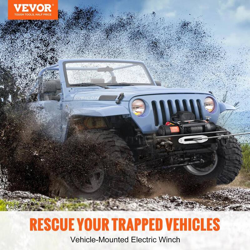 VEVOR Electric Winch 13,000 lbs. Load Capacity 85 ft. Nylon Rope ATV Winch with Wireless Handheld Remote and Hawse Fairlead - DDHCSJPHCSYCYKV6HV9