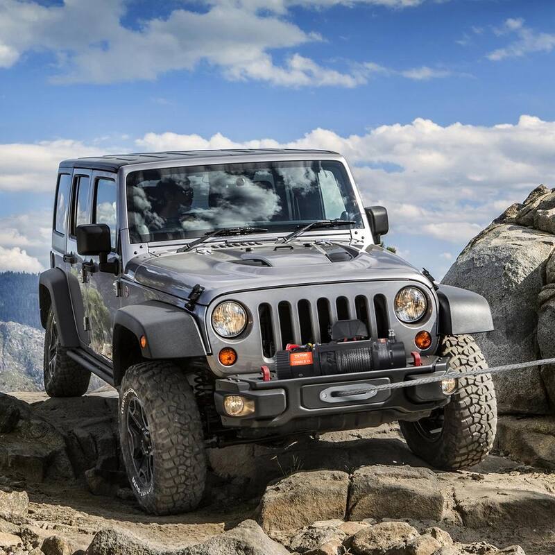 VEVOR Electric Winch 13,000 lbs. Load Capacity 85 ft. Nylon Rope ATV Winch with Wireless Handheld Remote and Hawse Fairlead - DDHCSJPHCSYCYKV6HV9