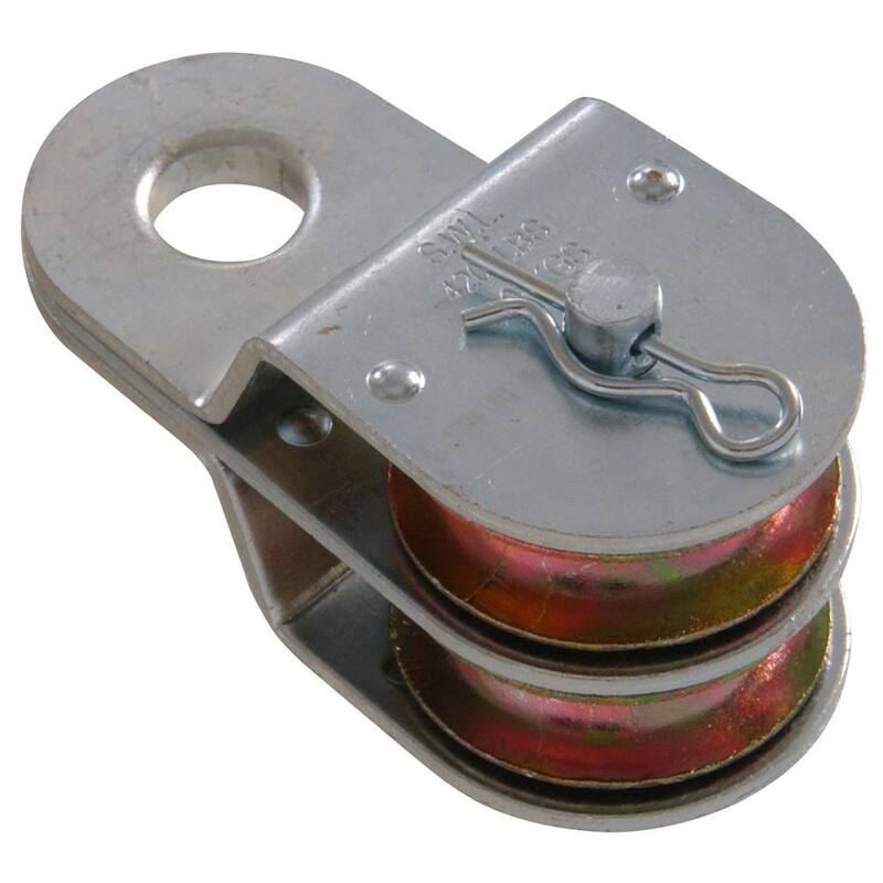 Hardware Essentials 1-1/2 in. Double Sheave Heavy Duty Pulley with Fixed Eye (2-Pack) - 852494.0