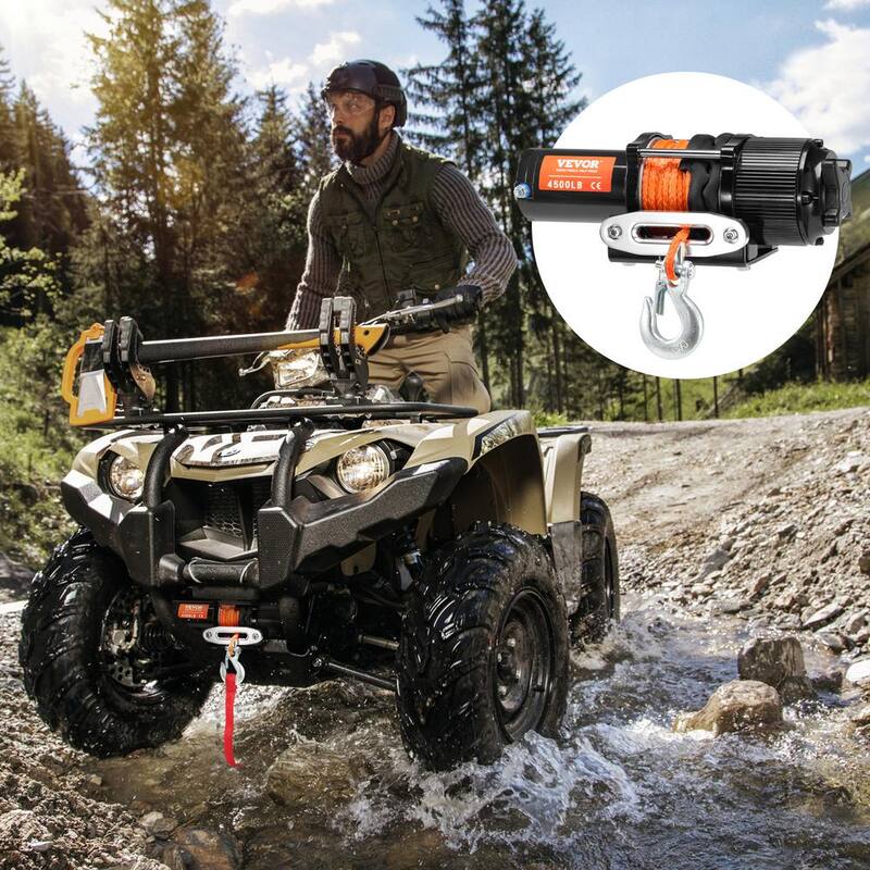 VEVOR Electric Winch, Universal 4500 lbs. 12V DC ATV/UTV Winch with Φ1/4 in. x 39 ft. 12 Strands Wired Remote Control - ATVHCSJPYXWXMCF1OV9