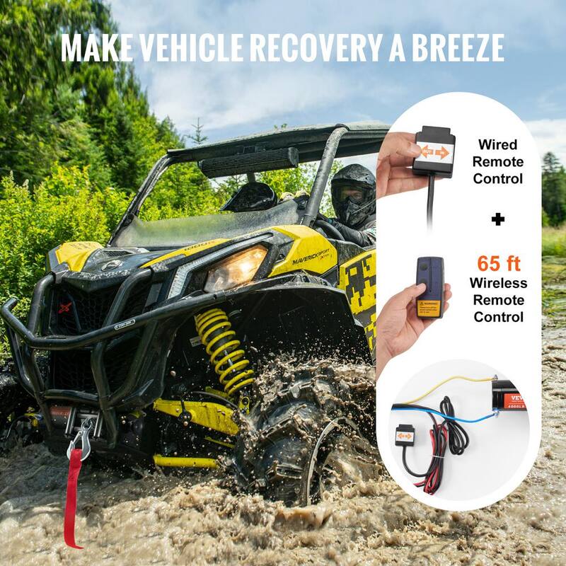 VEVOR Electric Winch, 4000 lbs. Line Pull Capacity, 12V DC ATV/UTV Winch with Φ3/16 in. x 39 ft. 7 Strands Steel Cable Roller - ATVGSSJPYXWXEJRPBV9