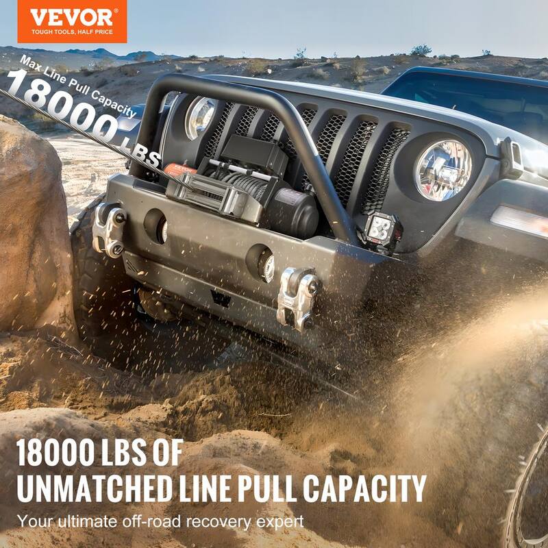 VEVOR Electric Winch, 18,000 lbs., 12V DC Truck Winch with Φ7/16 in. x 85 ft. Steel Cable Roller Fairlead Wireless and Wired - DDGSSJPYXWXYMXBC5V9