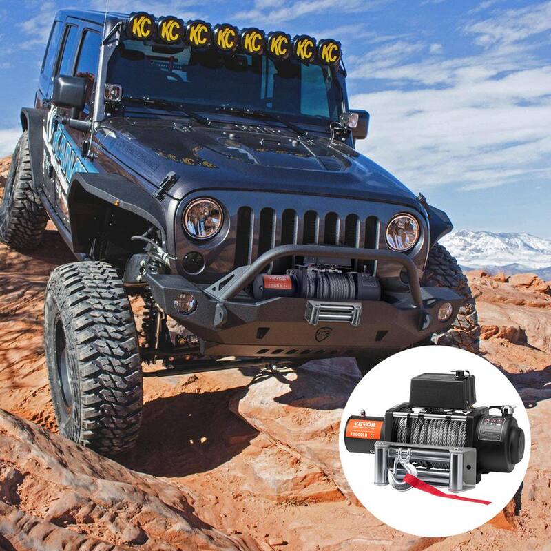 VEVOR Electric Winch, 18,000 lbs., 12V DC Truck Winch with Φ7/16 in. x 85 ft. Steel Cable Roller Fairlead Wireless and Wired - DDGSSJPYXWXYMXBC5V9