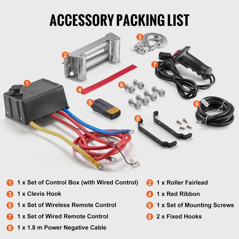 VEVOR Electric Winch, 18,000 lbs., 12V DC Truck Winch with Φ7/16 in. x 85 ft. Steel Cable Roller Fairlead Wireless and Wired - DDGSSJPYXWXYMXBC5V9
