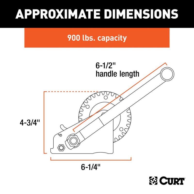 CURT Hand Winch (900 lbs., 6-1/2" Handle) - 29423