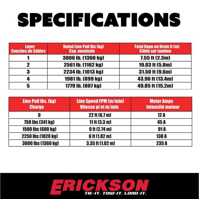 Erickson 12-Volt DC 50 ft. 3000 lb. Electric Winch - 06424