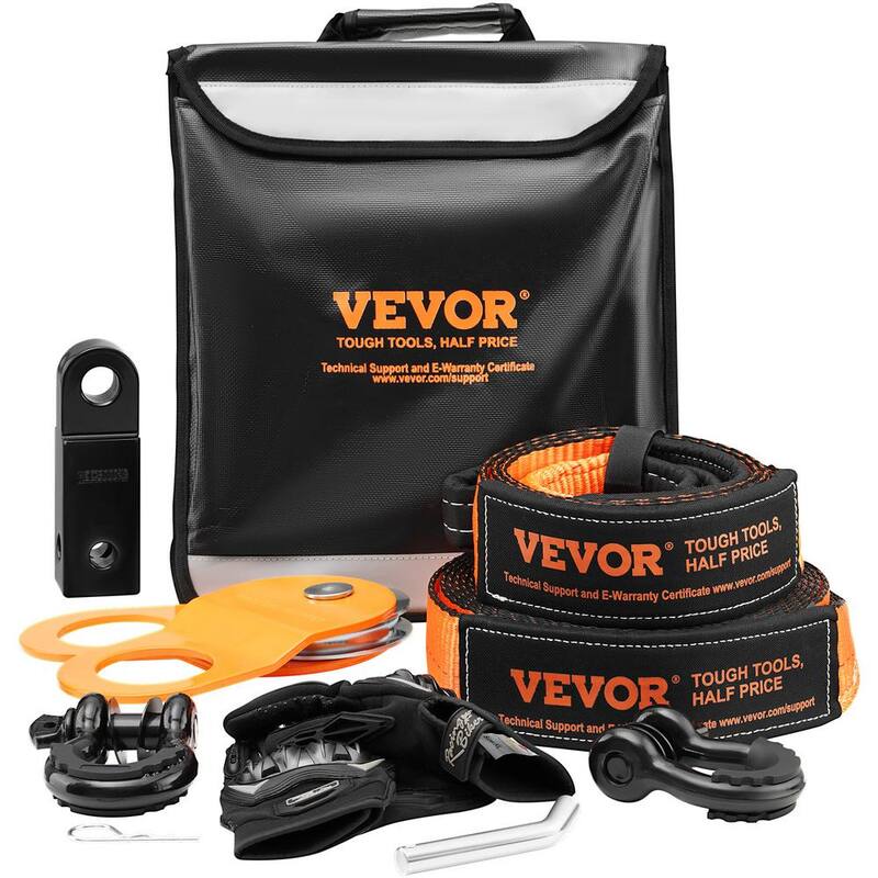 VEVOR Off-Road Recovery Kit, 3 in., Heavy Duty Winch Recovery Kit with 30000 lbs. Tow Straps, 44092 lbs. D-Ring Shackles - JPJYGJB8J000SBO12V0-802