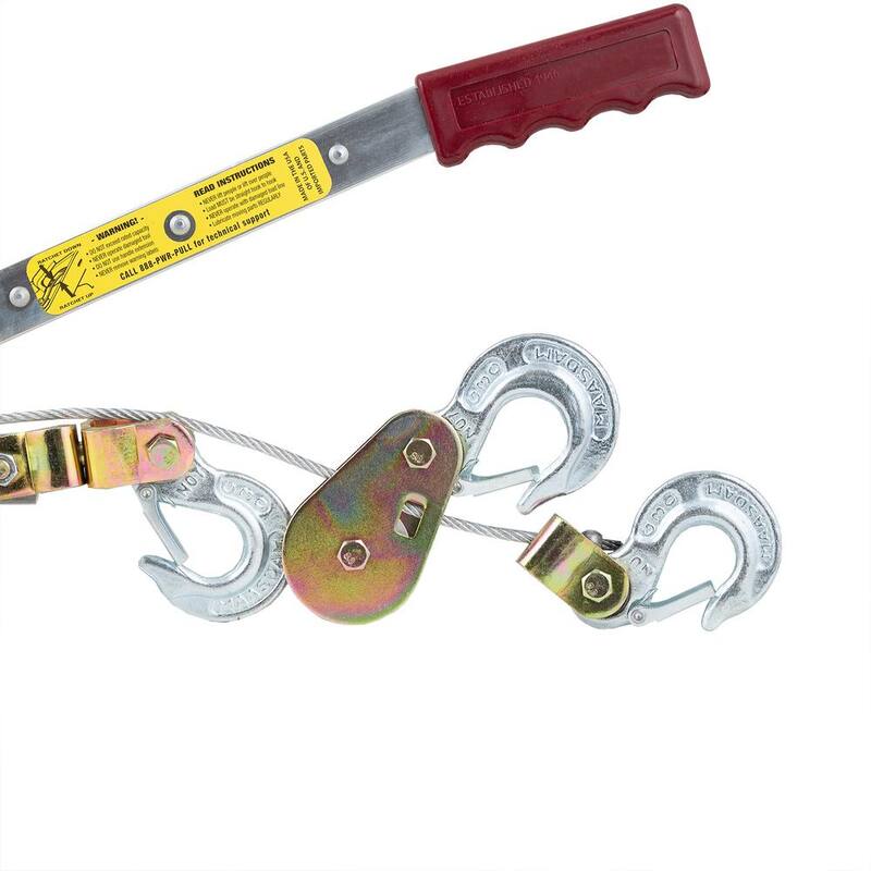Maasdam Pow'R Pull 1 to 2-ton Capacity Convertible Winch Puller Come Along Tool with Included Cable - 144C-6