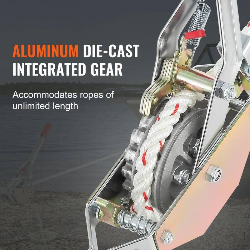 VEVOR Rope Puller, 3/4 T (1,653 lbs.) Pulling Capacity, with 100ft. of 0.6 in. Dia Rope, 2 Hook, Come Along Winch, Heavy Duty - DLSJXQ34T100P5QJIV0-819