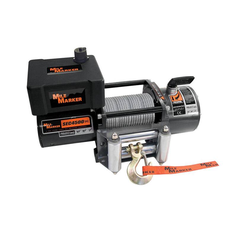 MILE MARKER 4,500 lb. Capacity SEC4500 Utility Winch with Cable and Remote - 76-50115BW