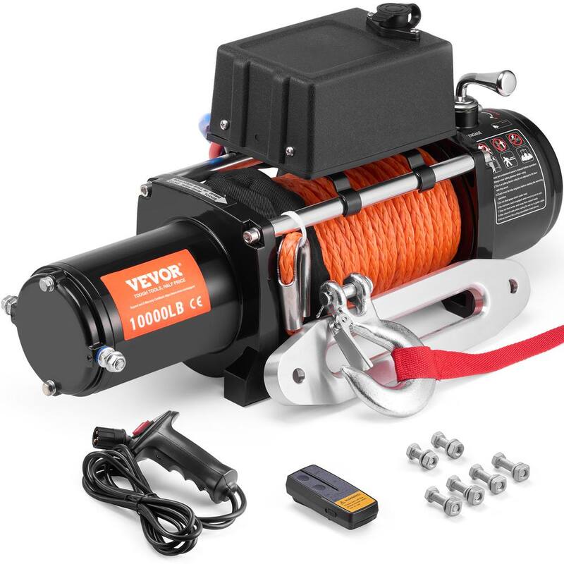 VEVOR Electric Winch, 10,000 lbs., 12-Volt DC Truck Winch with Φ7/20 in. x 65 ft. Synthetic Rope Aluminum Fairlead Wireless - DDHCSJPYXWXYX3JLDV9