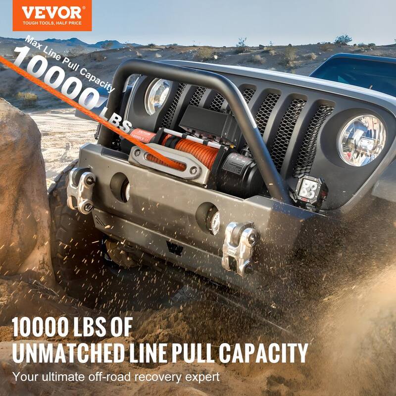 VEVOR Electric Winch, 10,000 lbs., 12-Volt DC Truck Winch with Φ7/20 in. x 65 ft. Synthetic Rope Aluminum Fairlead Wireless - DDHCSJPYXWXYX3JLDV9