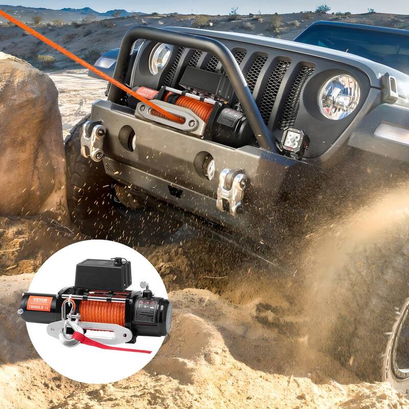 VEVOR Electric Winch, 10,000 lbs., 12-Volt DC Truck Winch with Φ7/20 in. x 65 ft. Synthetic Rope Aluminum Fairlead Wireless - DDHCSJPYXWXYX3JLDV9