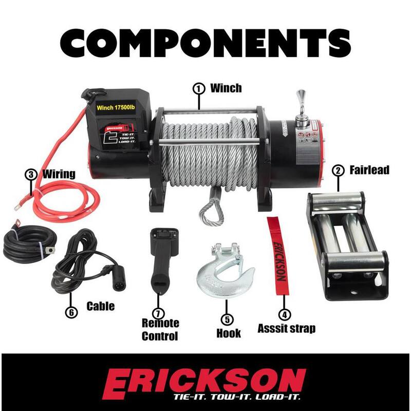 Erickson 12-Volt DC 72 ft. 17500 lb. Electric Winch - 06438