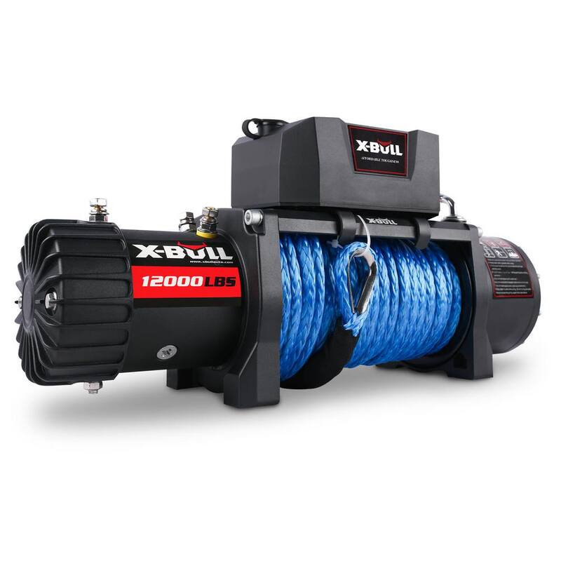 Damodpoy 12-Volt 12000 lbs. Electric Winch Synthetic Rope Trailer Towing for Truck Jeep SUV - XB-006-S