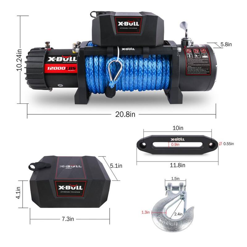 Damodpoy 12-Volt 12000 lbs. Electric Winch Synthetic Rope Trailer Towing for Truck Jeep SUV - XB-006-S