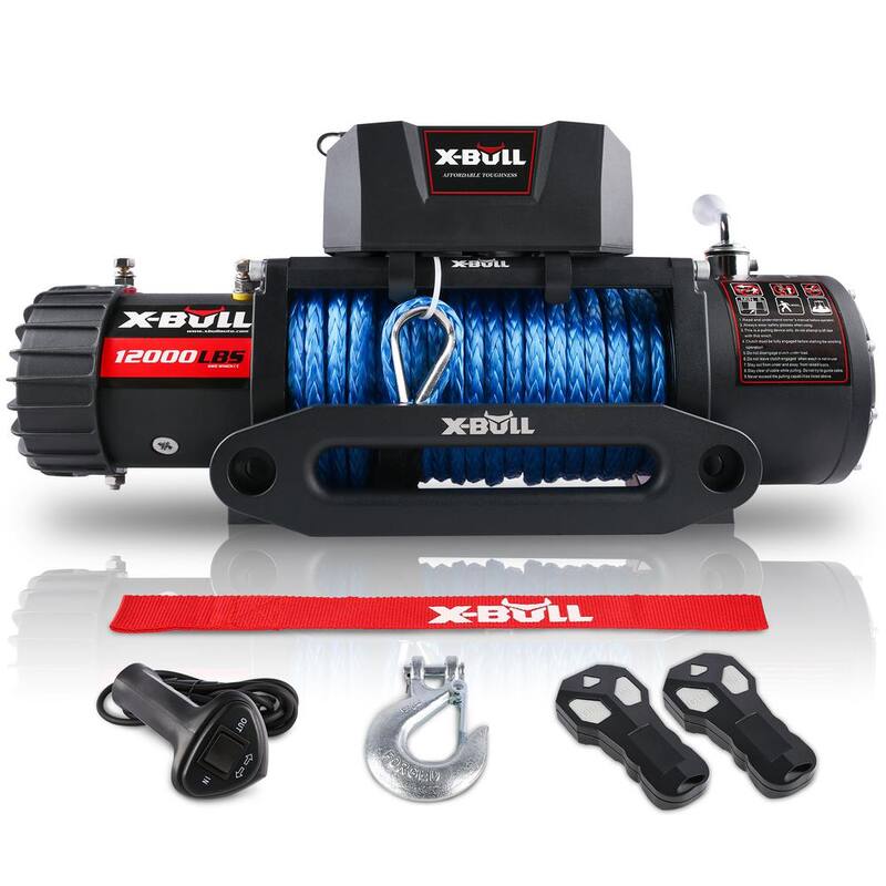 Damodpoy 12-Volt 12000 lbs. Electric Winch Synthetic Rope Trailer Towing for Truck Jeep SUV - XB-006-S