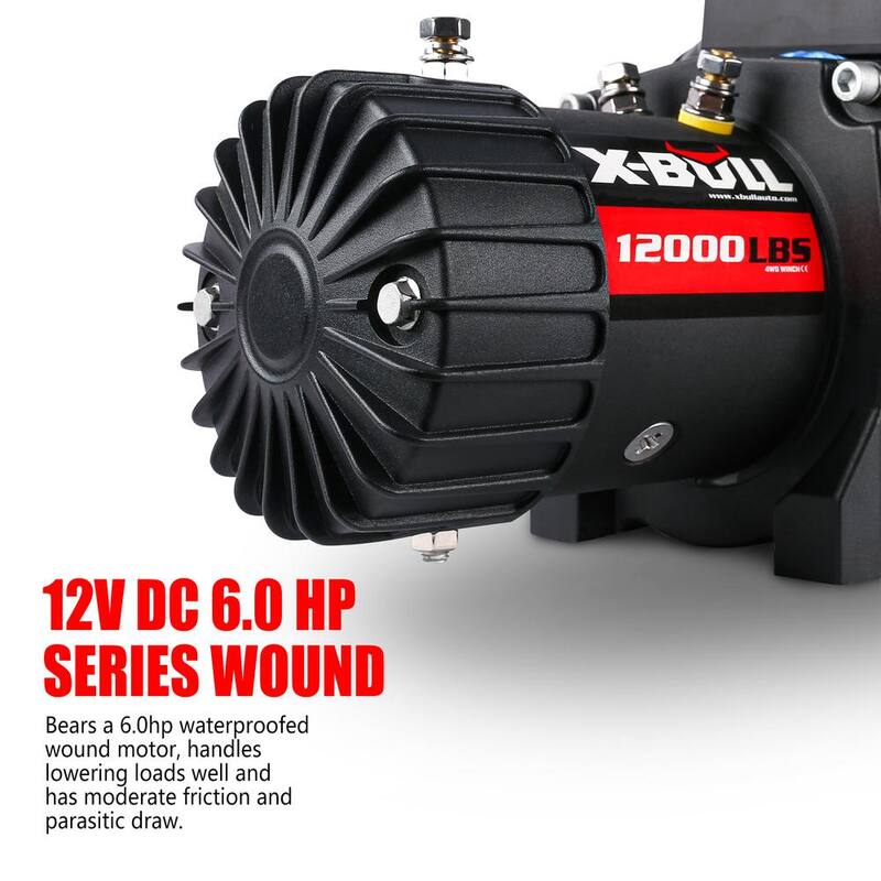 Damodpoy 12-Volt 12000 lbs. Electric Winch Synthetic Rope Trailer Towing for Truck Jeep SUV - XB-006-S