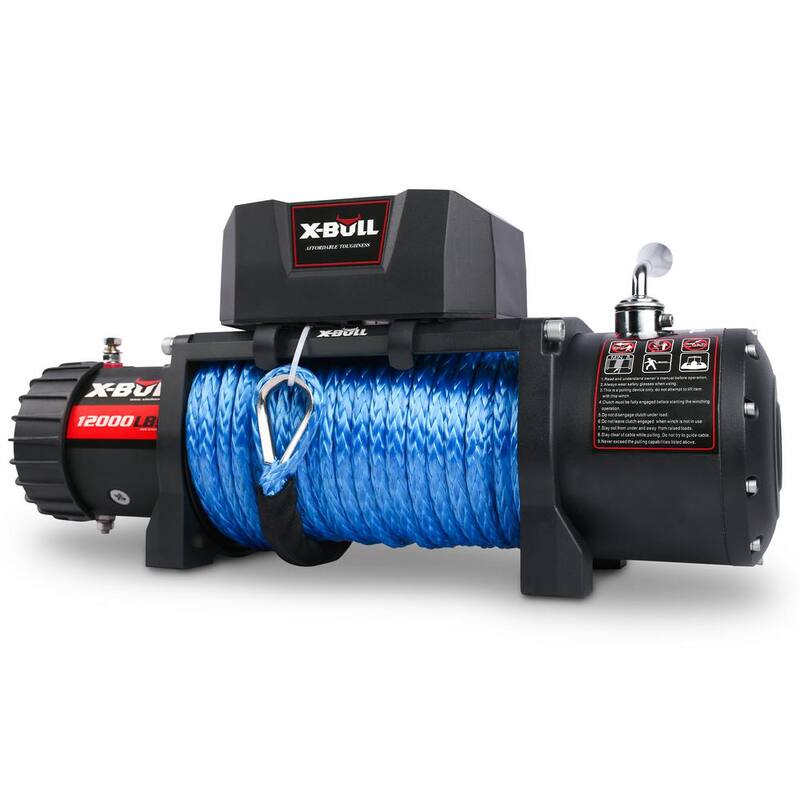 Damodpoy 12-Volt 12000 lbs. Electric Winch Synthetic Rope Trailer Towing for Truck Jeep SUV - XB-006-S