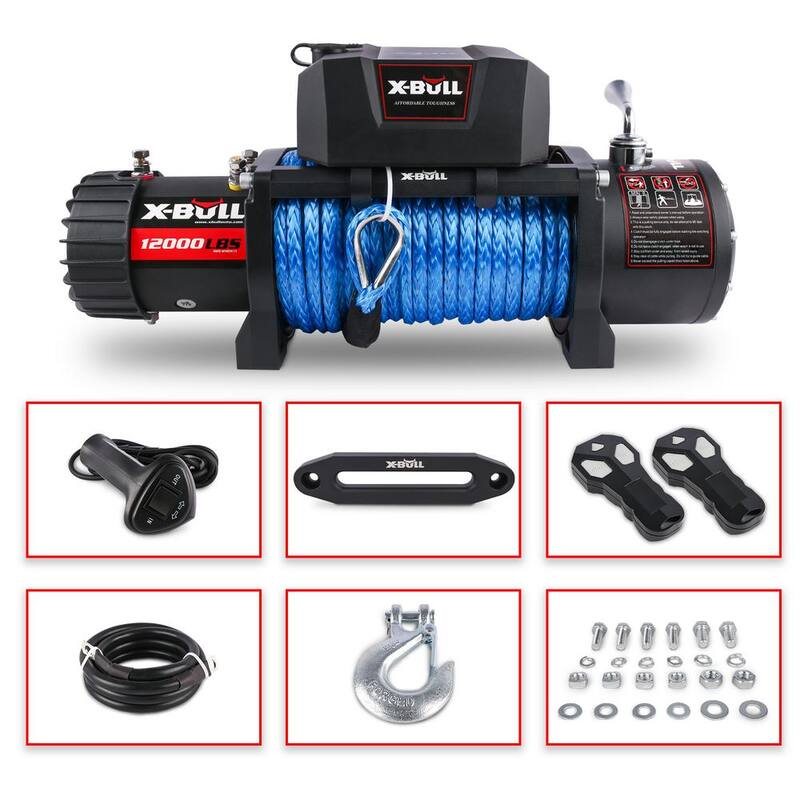 Damodpoy 12-Volt 12000 lbs. Electric Winch Synthetic Rope Trailer Towing for Truck Jeep SUV - XB-006-S