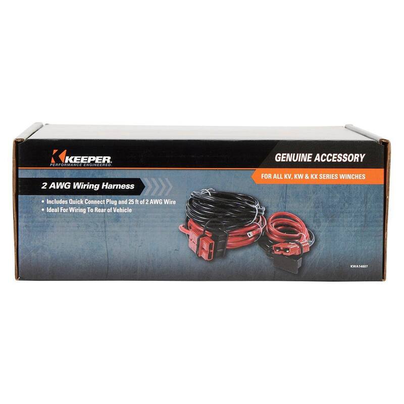 Keeper Trailer Wiring Kit with 2 AWG Wire for 25 ft. and 6 ft. and Quick Connect for KW Series Winches - KWA14607-1