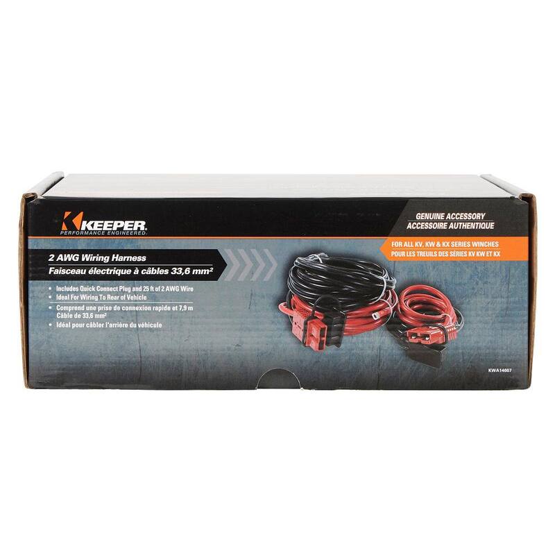 Keeper Trailer Wiring Kit with 2 AWG Wire for 25 ft. and 6 ft. and Quick Connect for KW Series Winches - KWA14607-1