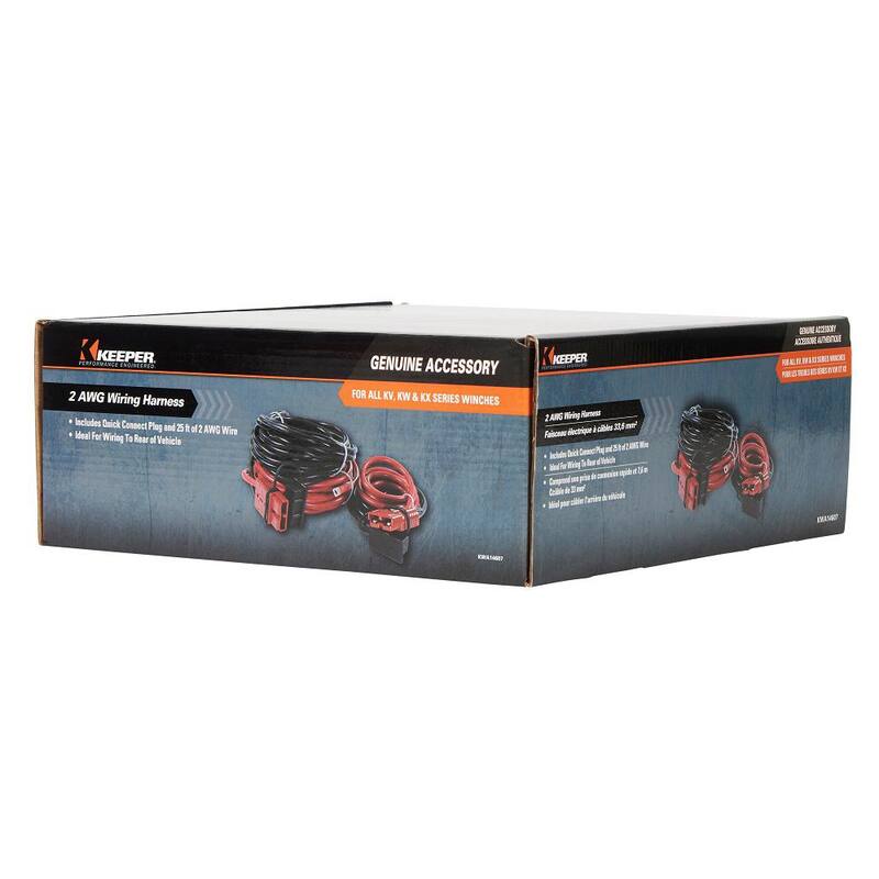 Keeper Trailer Wiring Kit with 2 AWG Wire for 25 ft. and 6 ft. and Quick Connect for KW Series Winches - KWA14607-1