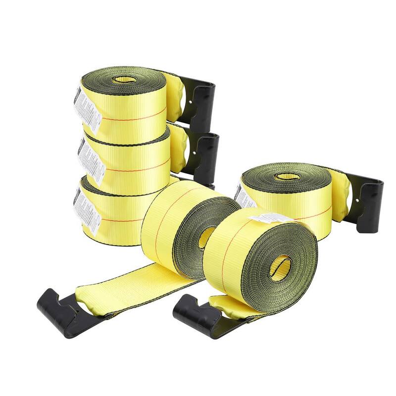 BRIDGELAND 4 in. x 30 ft. 5400 lb. Working Load Limit Capacity Winch Straps with Flat Hooks (6-Pack) - 91097