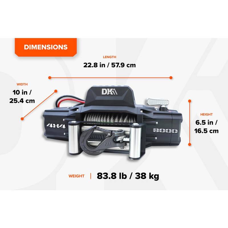 DK2 8,000 lb. Capacity 12-Volt Electric Winch with 95 ft. Steel Cable - S8000