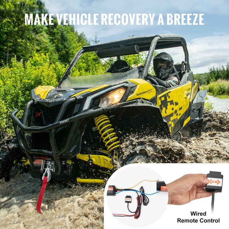 VEVOR Electric Winch, 3000 lbs. Line Pull Capacity, 12-Volt DC ATV/UTV Winch with Φ3/16 in. x 39 ft. 7 Wired Remote Control - ATVGSSJPYXYK43JX7V9