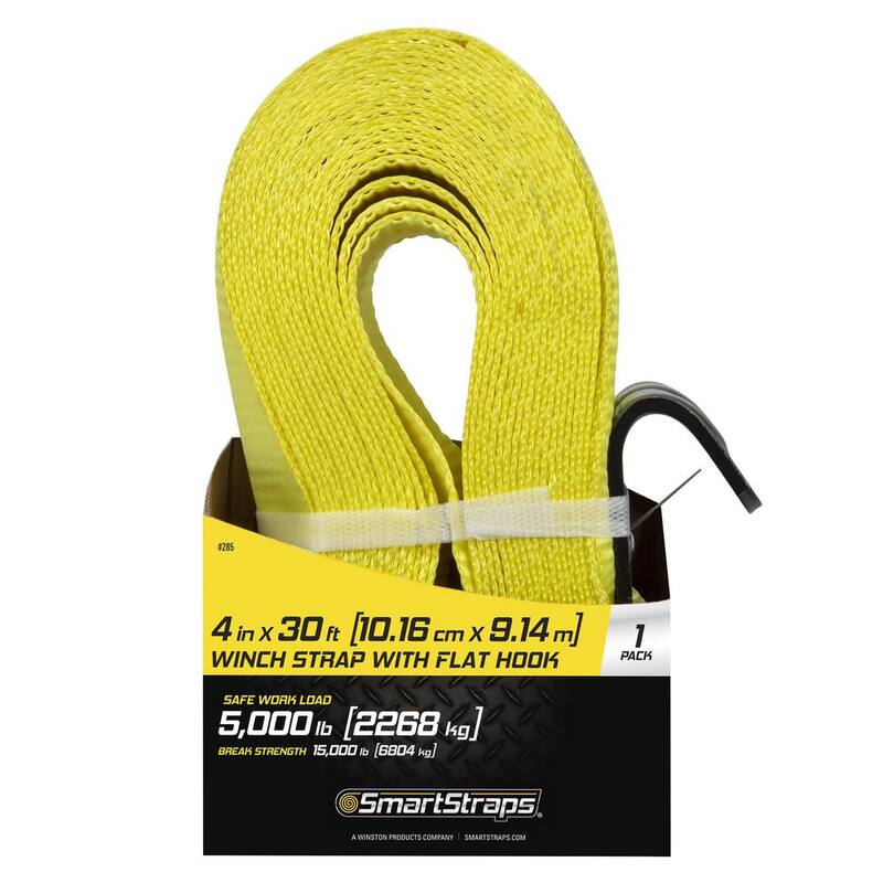 SmartStraps 4 in. x 30 ft. 5,000 lbs. Working Load Limit Load Binder Winch Strap - 285