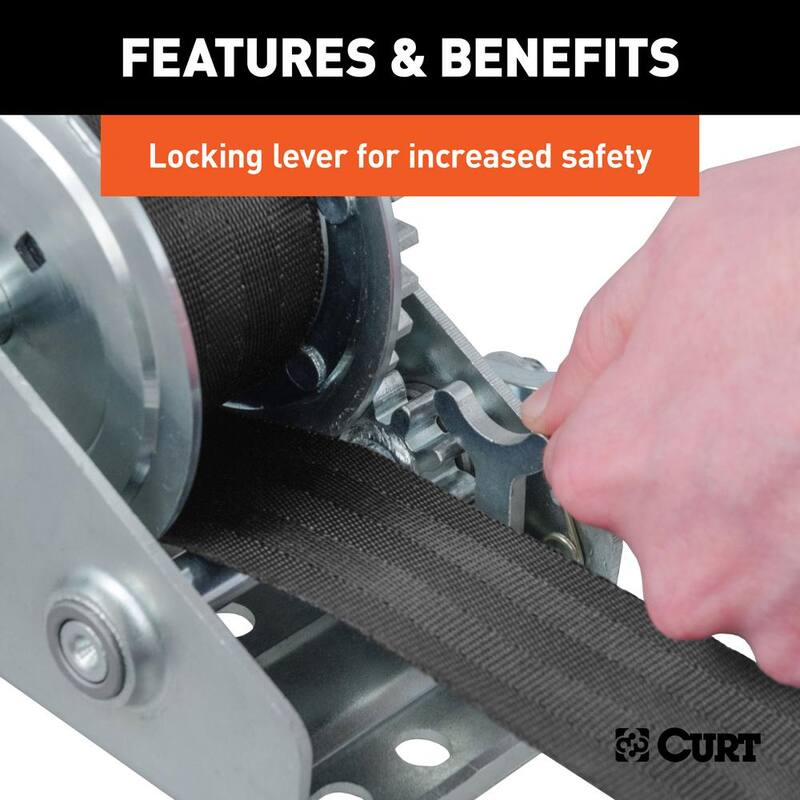 CURT Hand Winch with 15' Strap (900 lbs., 6-1/2" Handle) - 29433