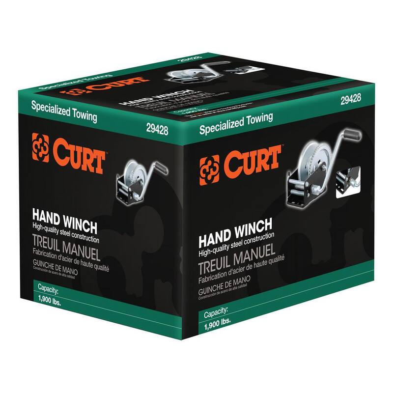CURT Hand Crank Winch (1,900 lbs, 8" Handle) - 29428