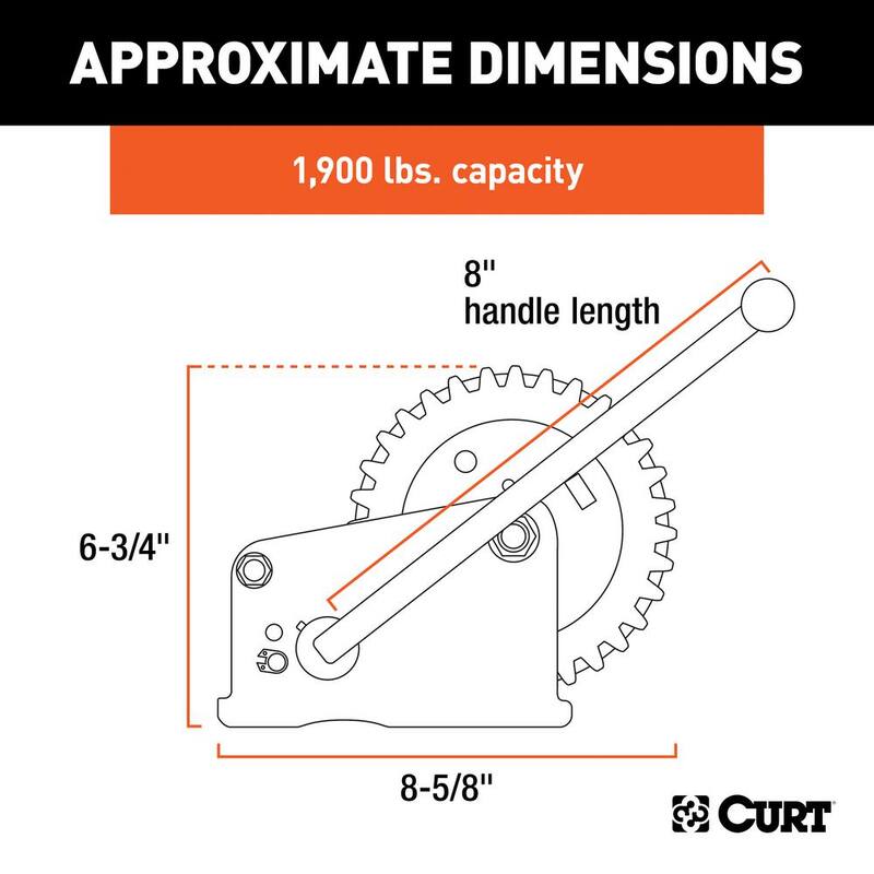 CURT Hand Crank Winch (1,900 lbs, 8" Handle) - 29428