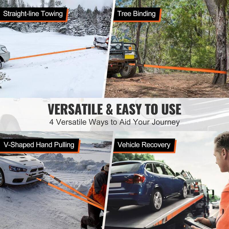 VEVOR Off-Road Recovery Kit, 3 in., Heavy Duty Winch Recovery Kit with 30,000 lbs. Capacity, Polyester Tow Strap, Shackles - JPJYGJB4J000Y9QTFV0-802