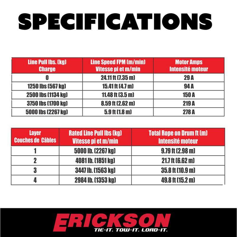 Erickson 12-Volt DC 50 ft. 5000 lb. Electric Winch - 06430