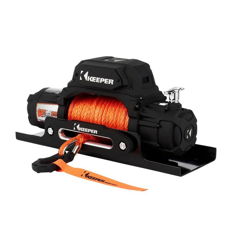 Keeper 12-Volt DC 9,500 lbs. Electric Winch with Synthetic Rope - KX95132-1