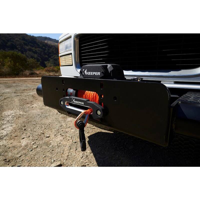 Keeper 12-Volt DC 9,500 lbs. Electric Winch with Synthetic Rope - KX95132-1