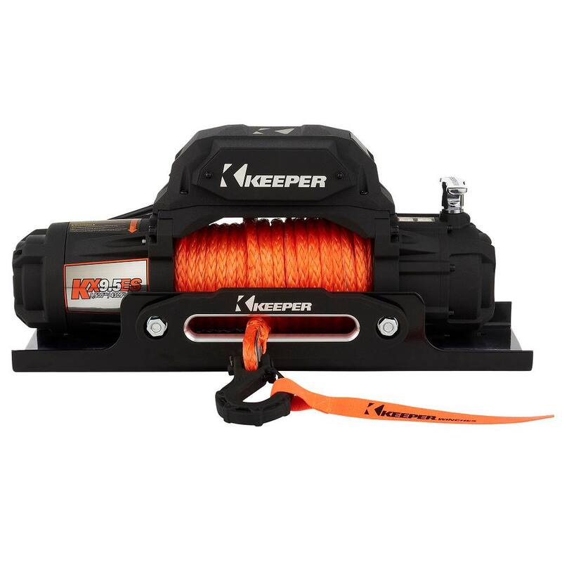 Keeper 12-Volt DC 9,500 lbs. Electric Winch with Synthetic Rope - KX95132-1