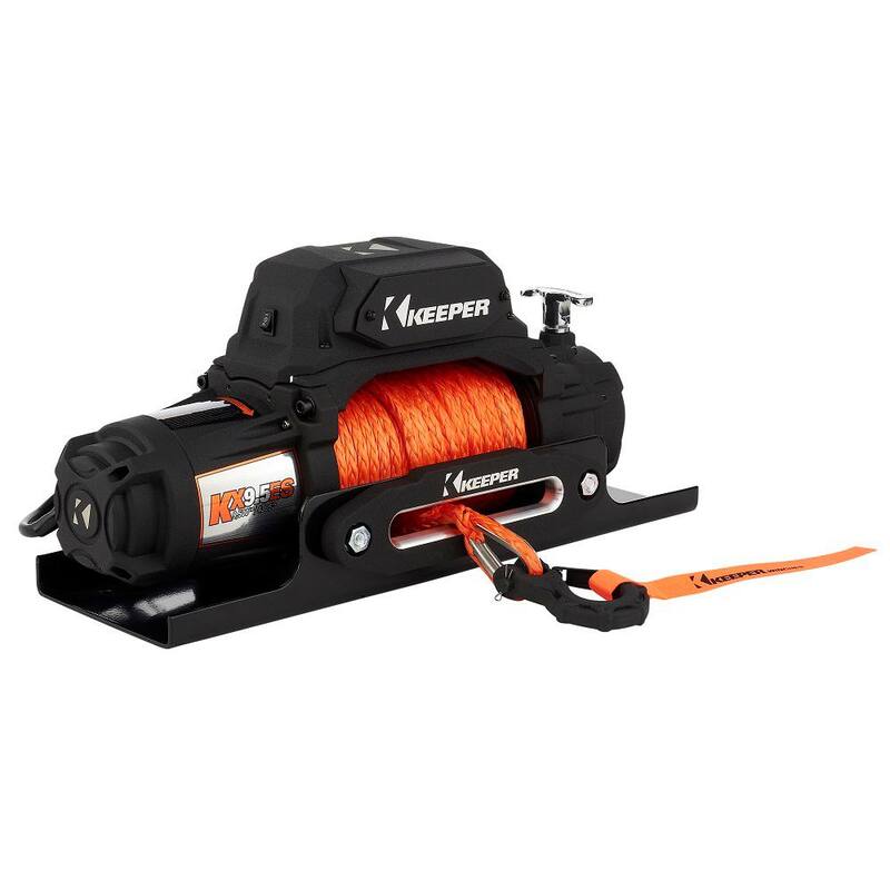 Keeper 12-Volt DC 9,500 lbs. Electric Winch with Synthetic Rope - KX95132-1